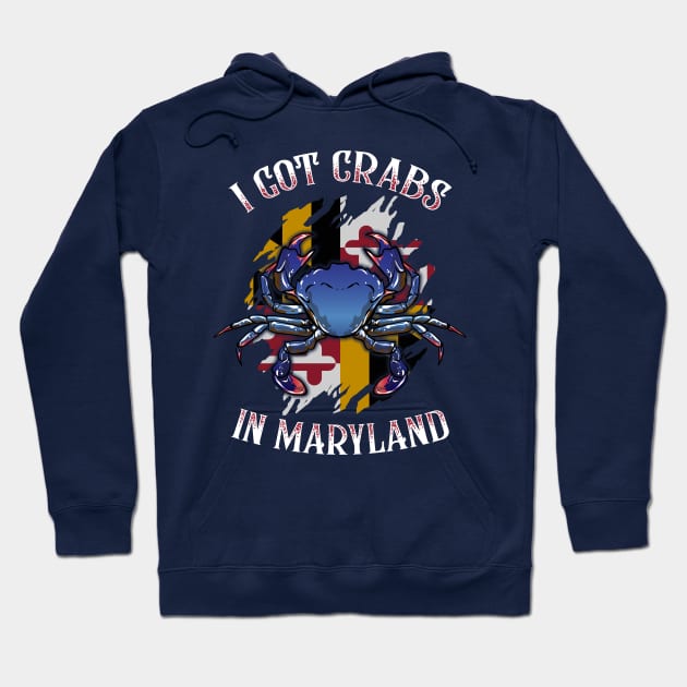 I Got Crabs In Maryland Day State Blue Crab Flag Hoodie by E